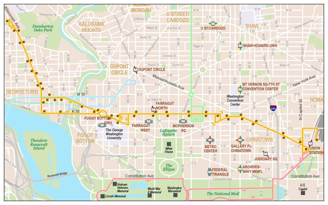 Map Image for Route Georgetown-Union Station.  Click to Enlarge